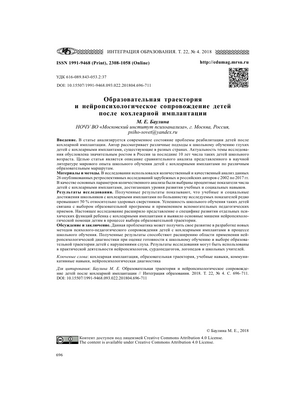 Модель когнитивных рисков у некоторых детей с кохлеарными имплантатами, выявленная исследователями